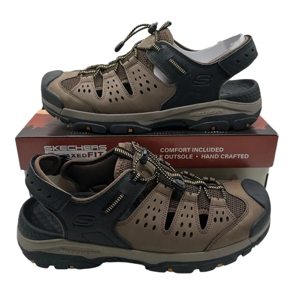 Skechers Tresmen Menard‎ Sandals Men's Size 10 Brown Vegan Relaxed Fit Luxe Foam